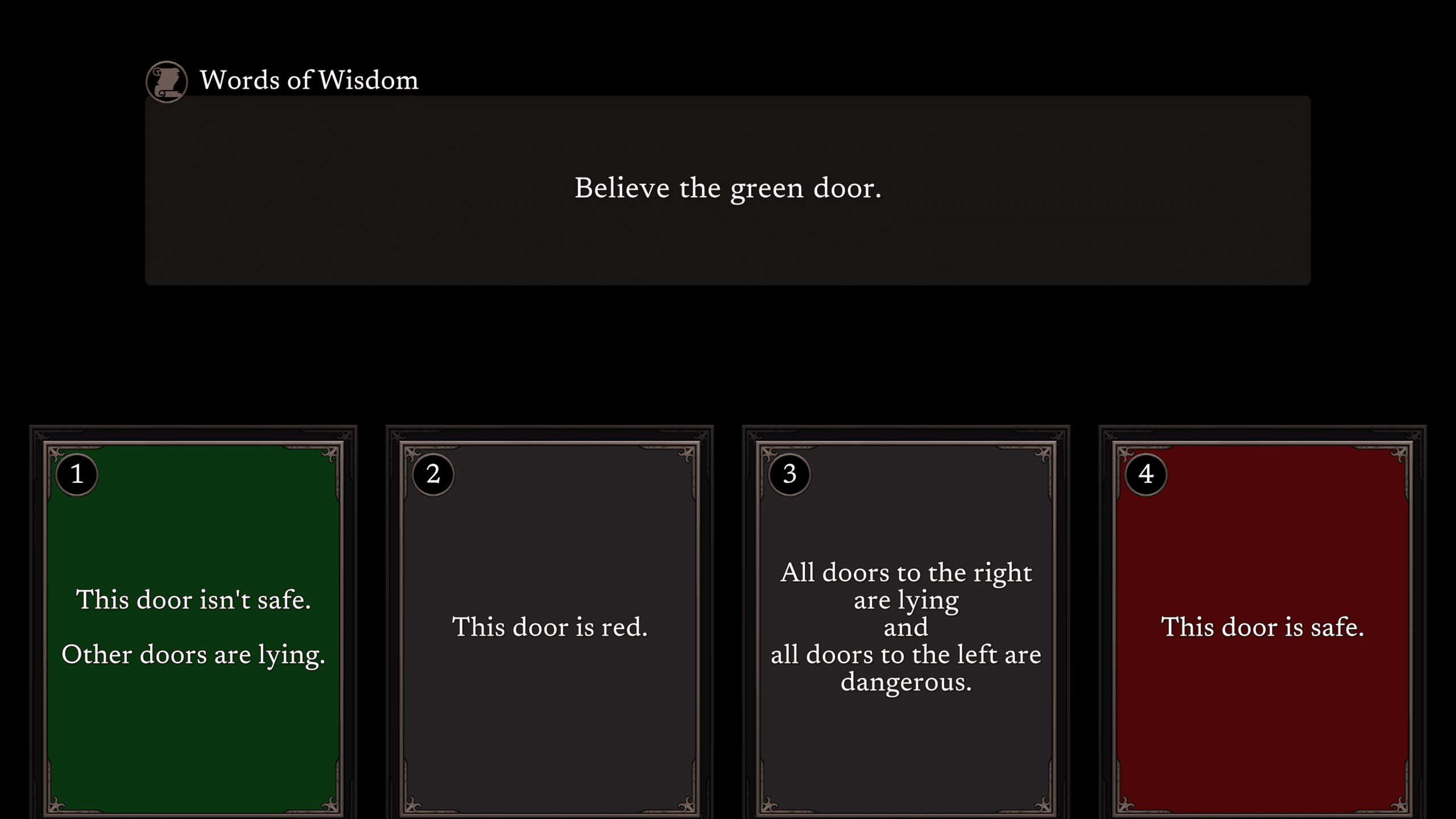 Big Brain Dungeon room with four doors.